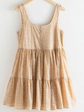 Retro Tiered Floral Cotton Mini Dress